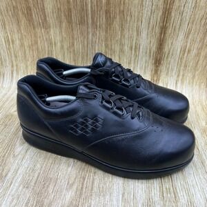 SAS Free Time Walking Shoes Women's Size 9.5 WW Black Leather Lace Up Sneakers